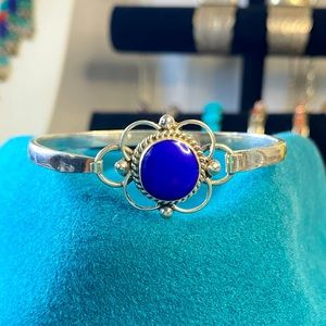 Natural Lapis Lazuli Silver Bracelet